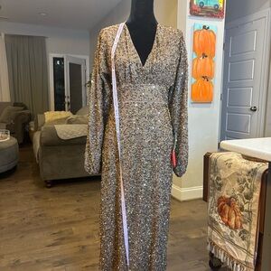 Mac Duggal Gold Sequin Gown